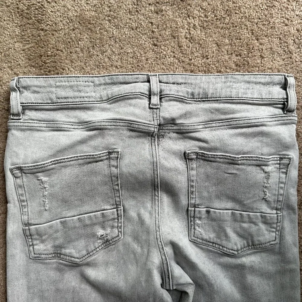 Asos Jeans Women's Size 32x34 Casual Skinny Denim Grey Light Distressed - Picture 13 of 15